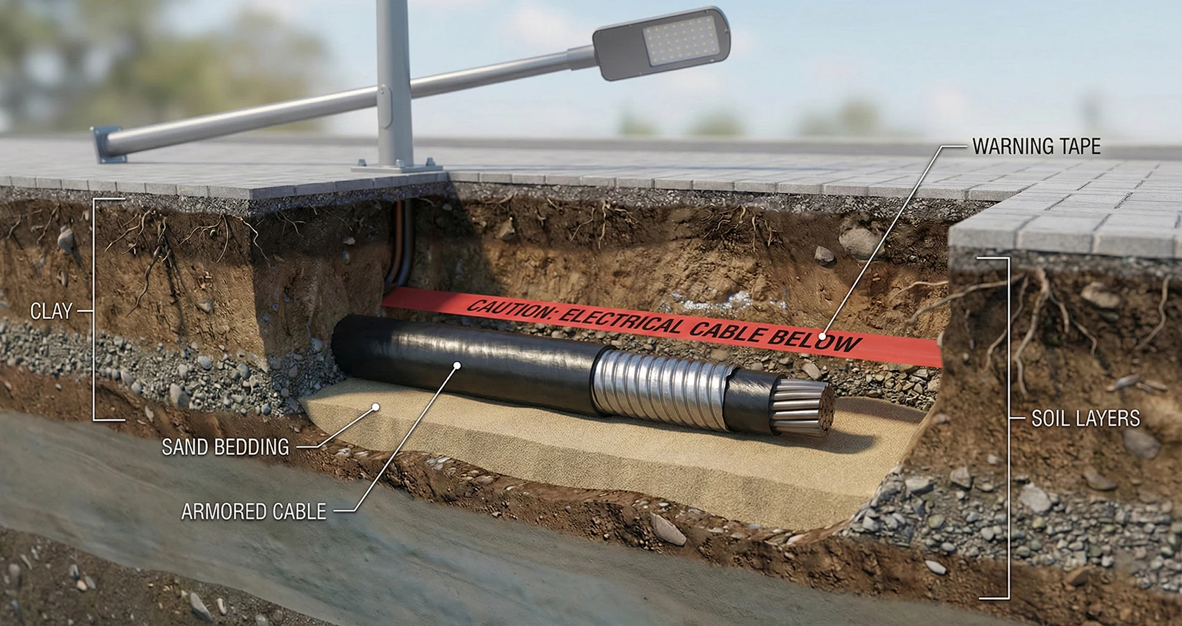 Скрытые работы экономия на кабеле и глубине траншеи